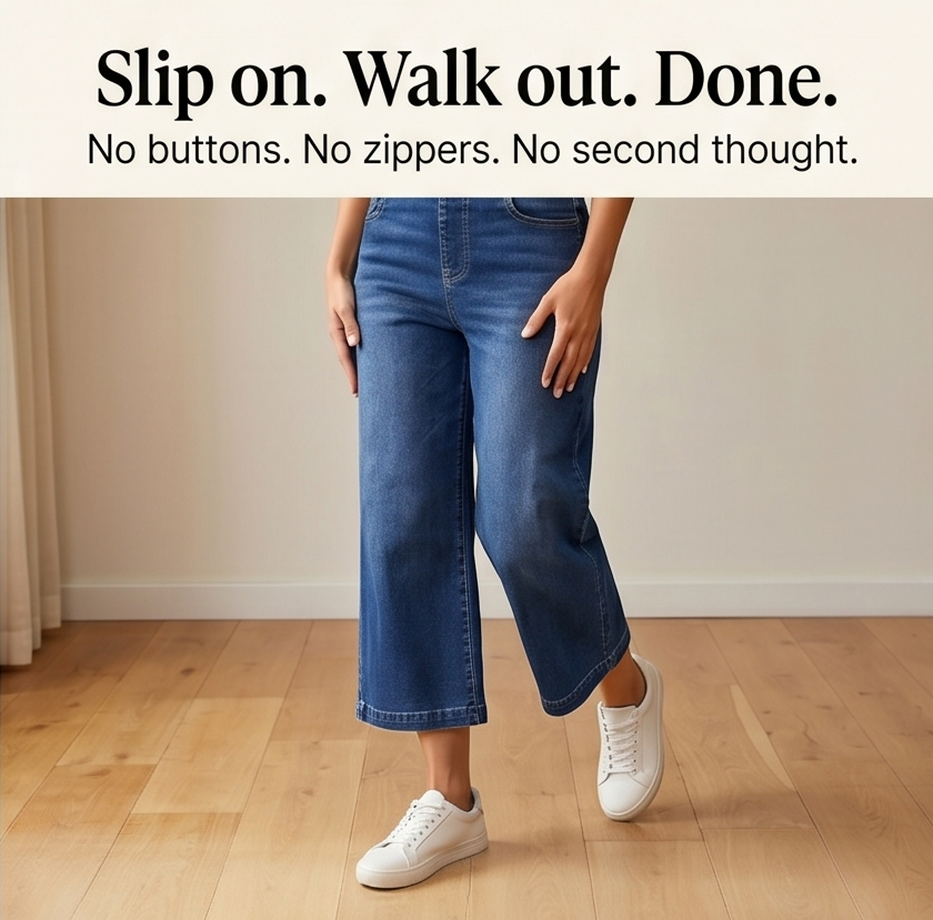 Lounette™ Elastic-Waist Cropped Denim Jeans for All-Day Comfort