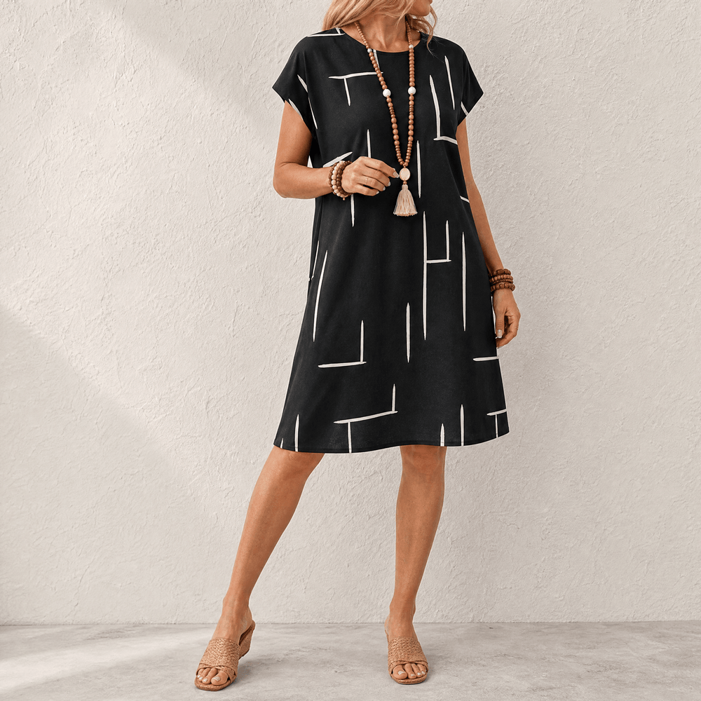Elunara – Women's Pocketed Dolman Dress with Abstract Print