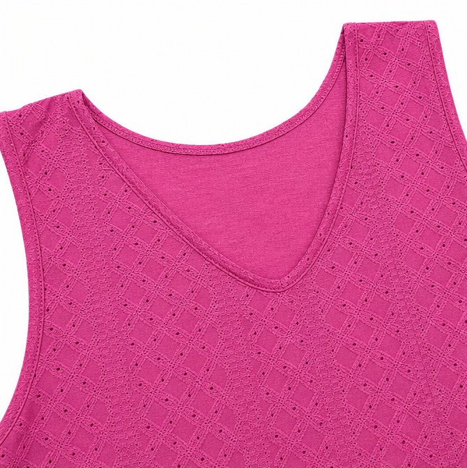 Florelle – Eyelet Peplum V-Neck Tank Top for Women, Flowy Sleeveless Summer Top