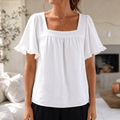 Florelle – Women's Square Neck Flutter Sleeve Blouse