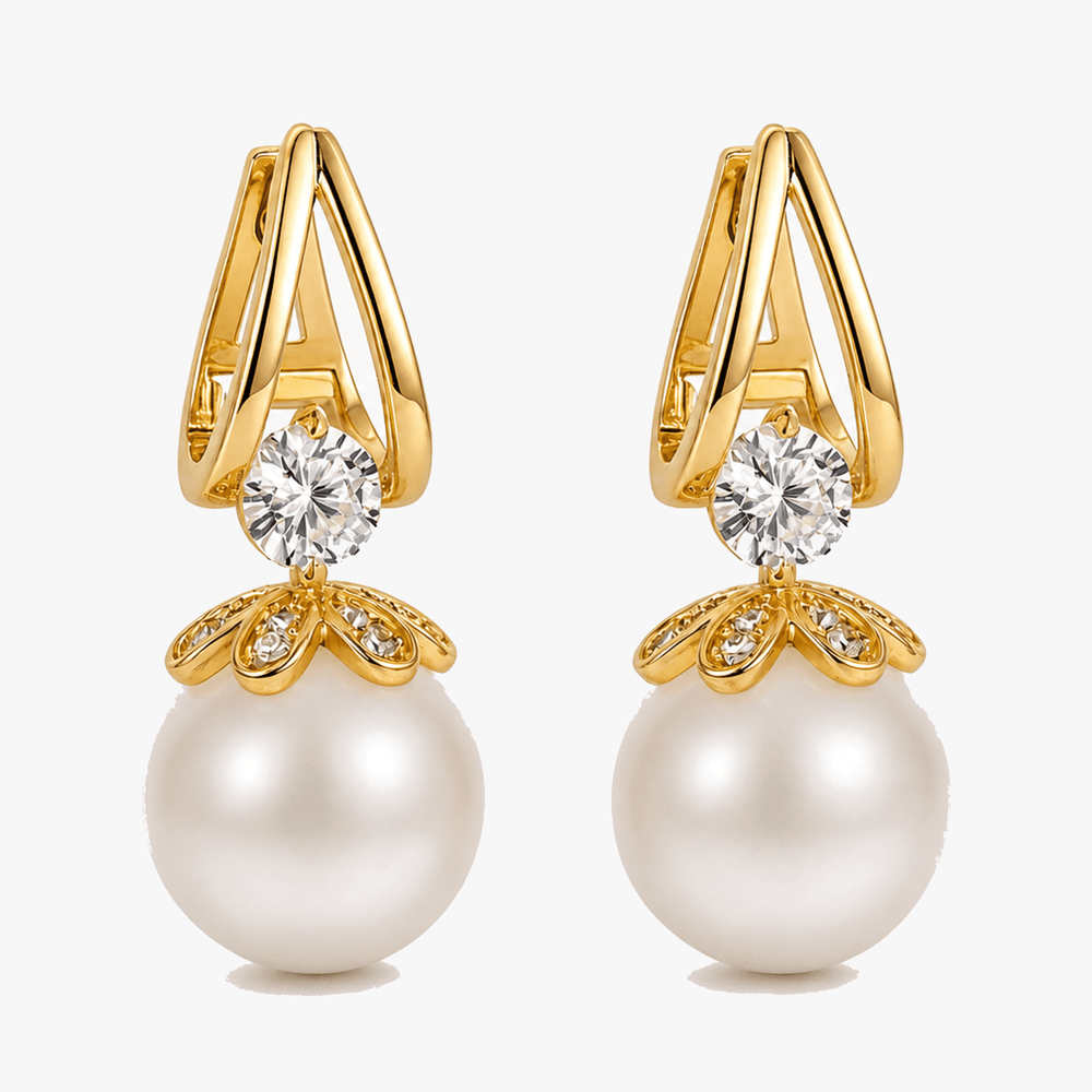 Florenza – Sparkling Pearl Drop Earrings