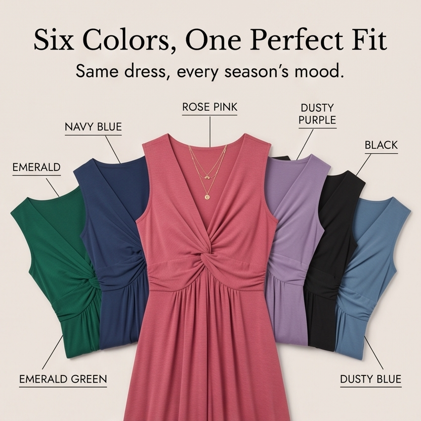 Florenza – Women's Twist-Front V-Neck Midi Dress