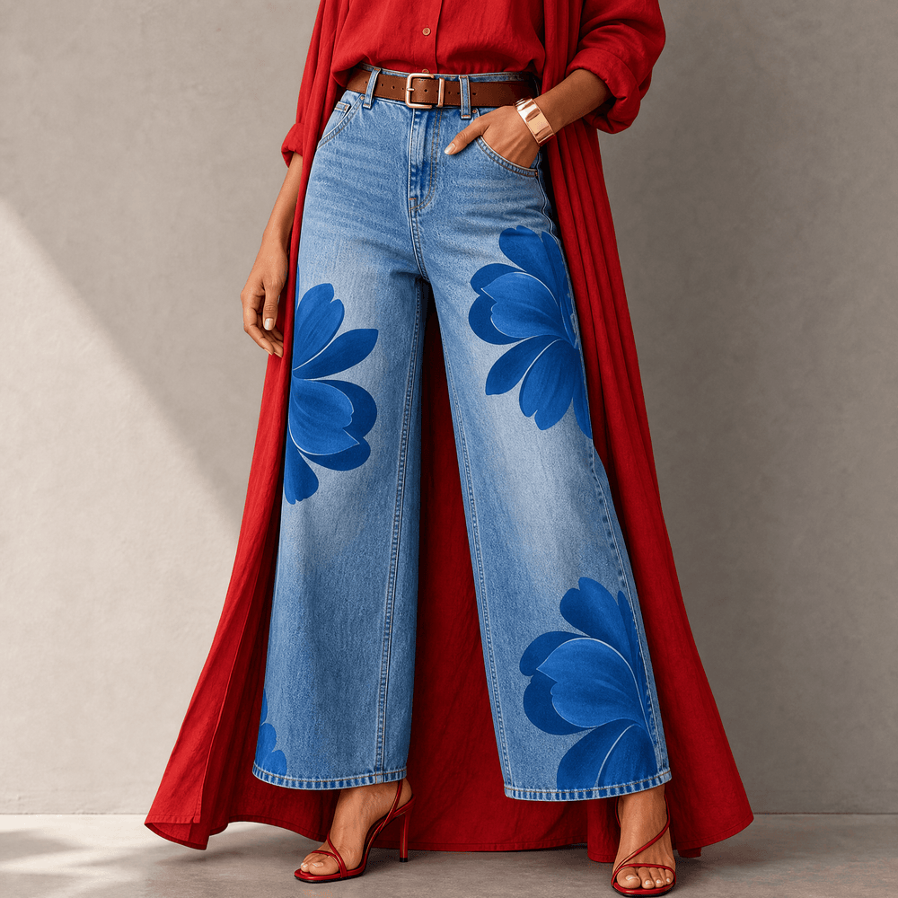 Florenza – Women's Bold Floral Wide-Leg Jeans