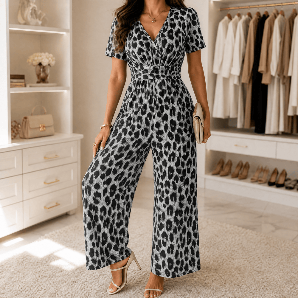 Florenza – Women's Cinched-Waist Leopard Jumpsuit