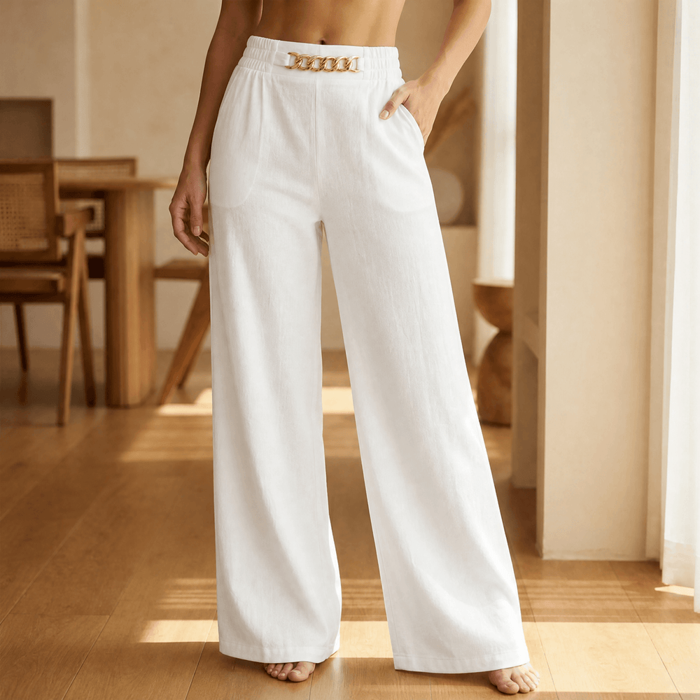 Florenza – Women’s Gold Accent Wide Leg Trousers