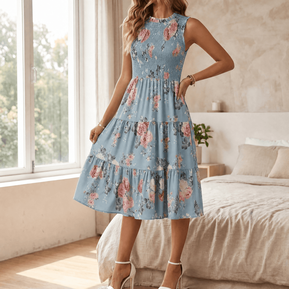 Florenza – Women's Smocked Floral Midi Dress