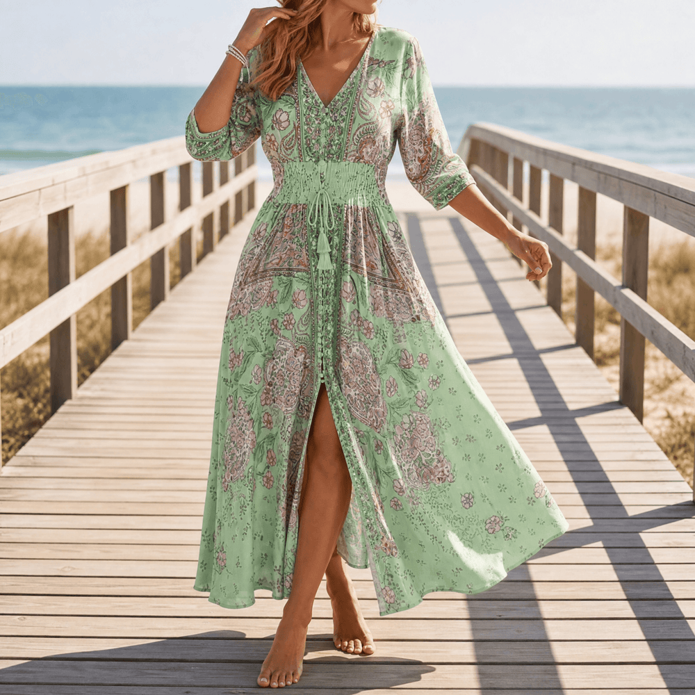 Floressa – Flowy Floral V Neck Maxi Dress