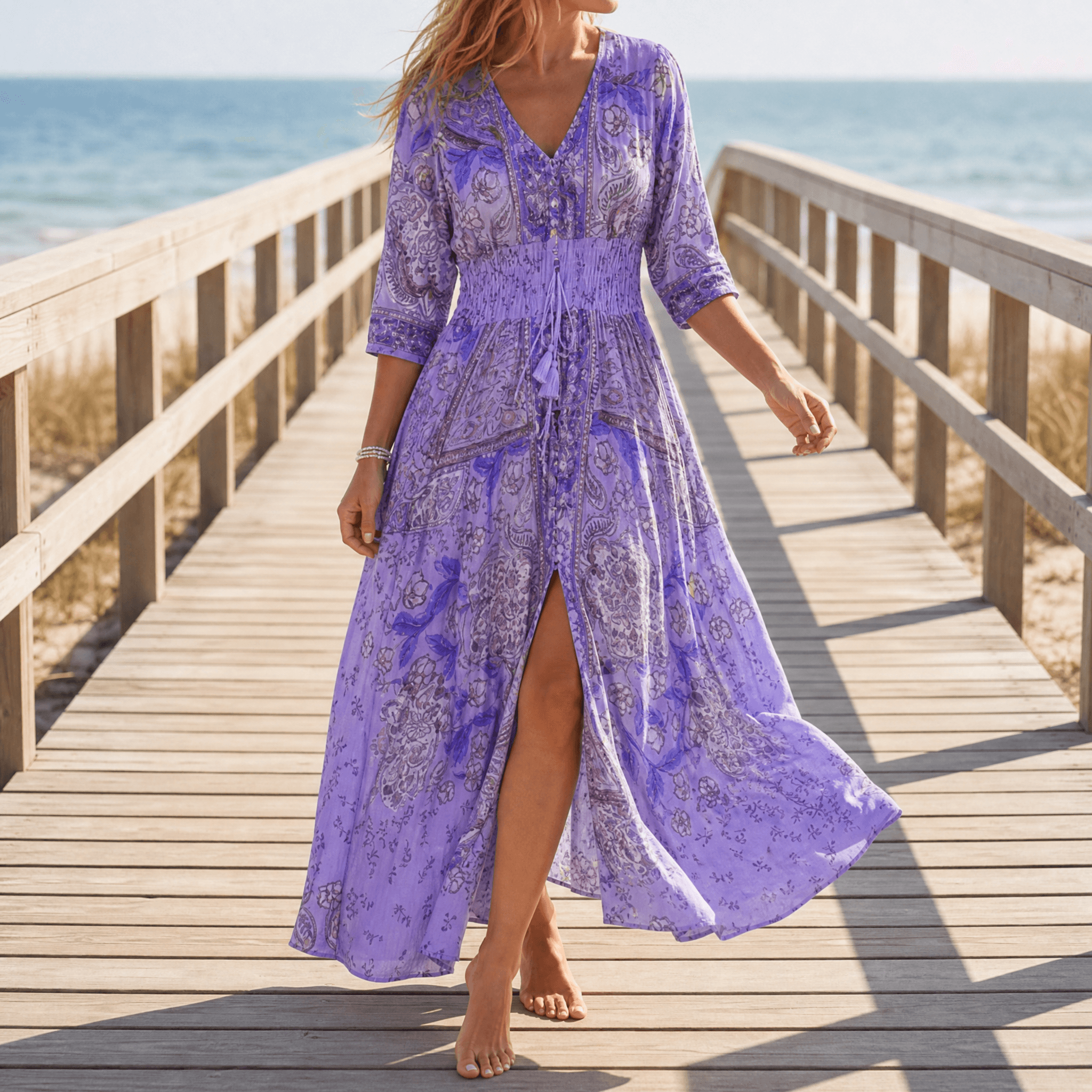 Floressa – Flowy Floral V Neck Maxi Dress