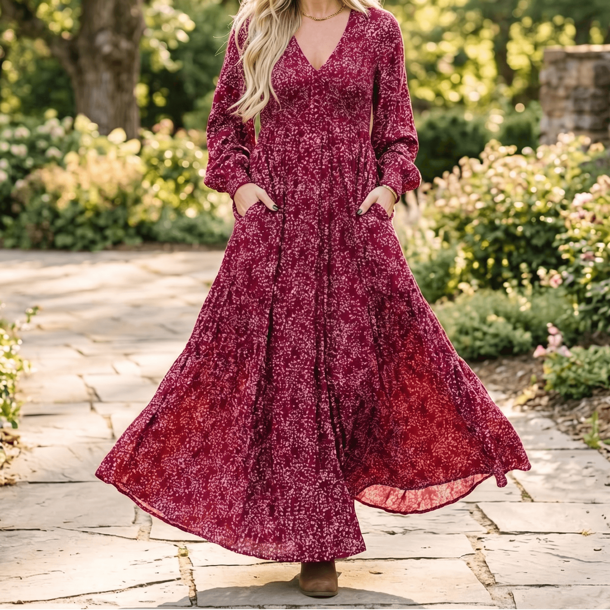 Floressa™ – Smocked Waist Floral Maxi Dress