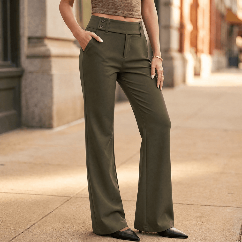 Florevia Women's Elongating Wide-Leg Flare Pants
