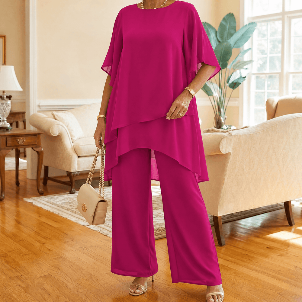 Graziella – Chiffon Two-Piece Set with Asymmetric Top