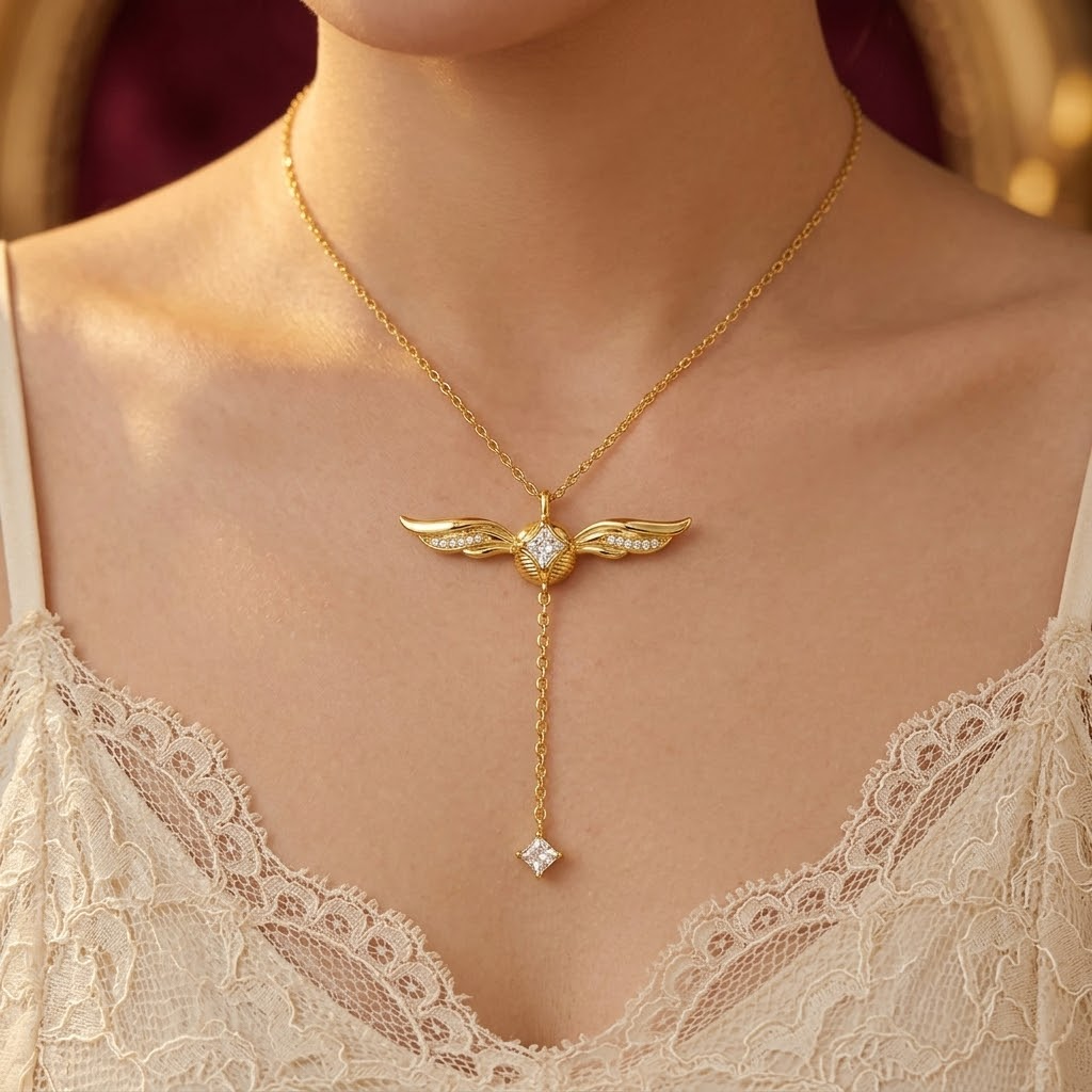 Veloisse – Winged Lariat Pendant Necklace