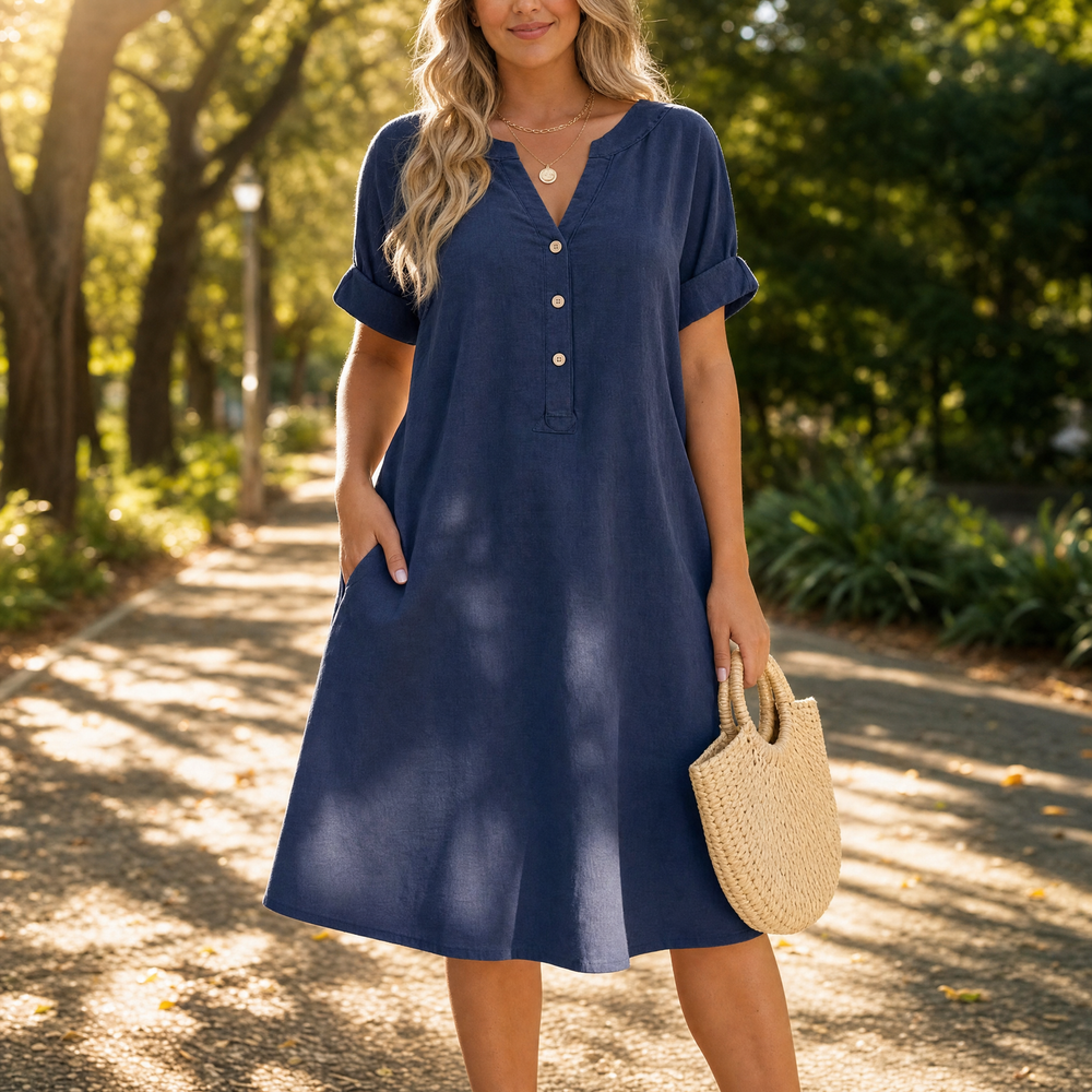 Sunhara – Women's Breezy V-Neck Boho Sundress with Pockets