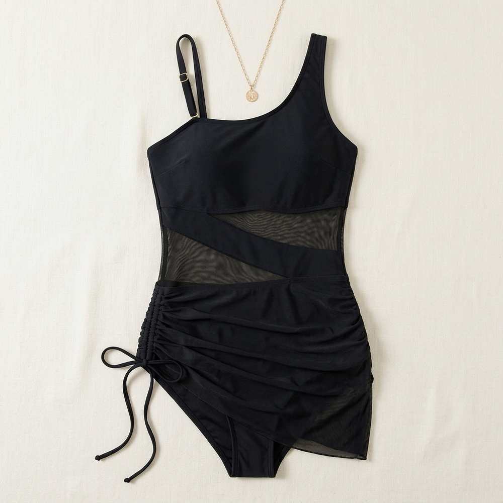 Rivara – Ruched Mesh One Piece Swimsuit for Women