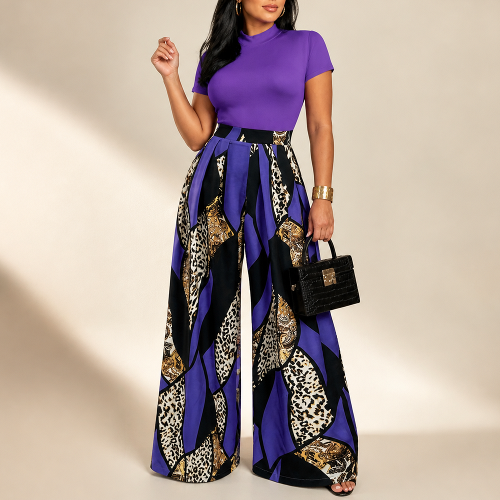 Mireya – Women's Bold Print Wide-Leg Two-Piece Set