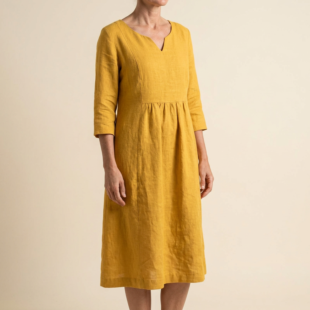 Solenne – Relaxed V-Neck Midi Dress