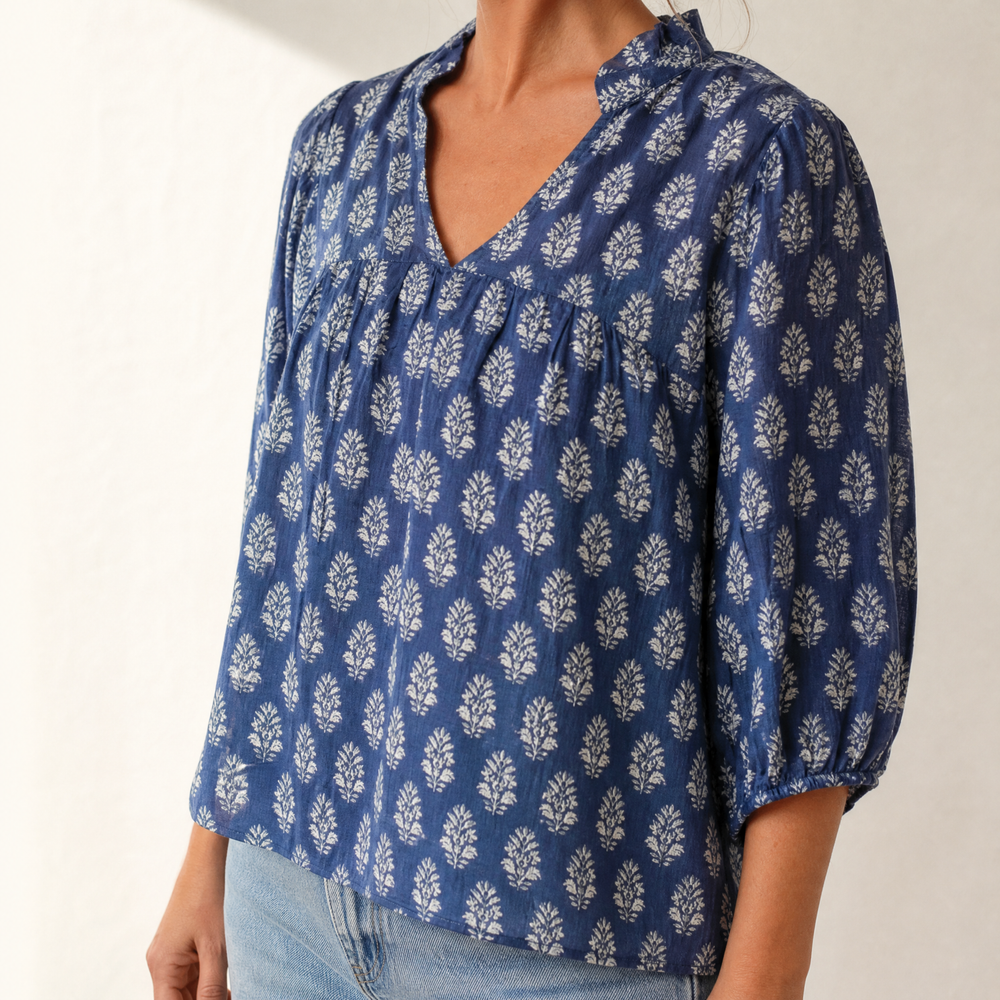 Marivell – Women's Block-Print V-Neck Summer Blouse