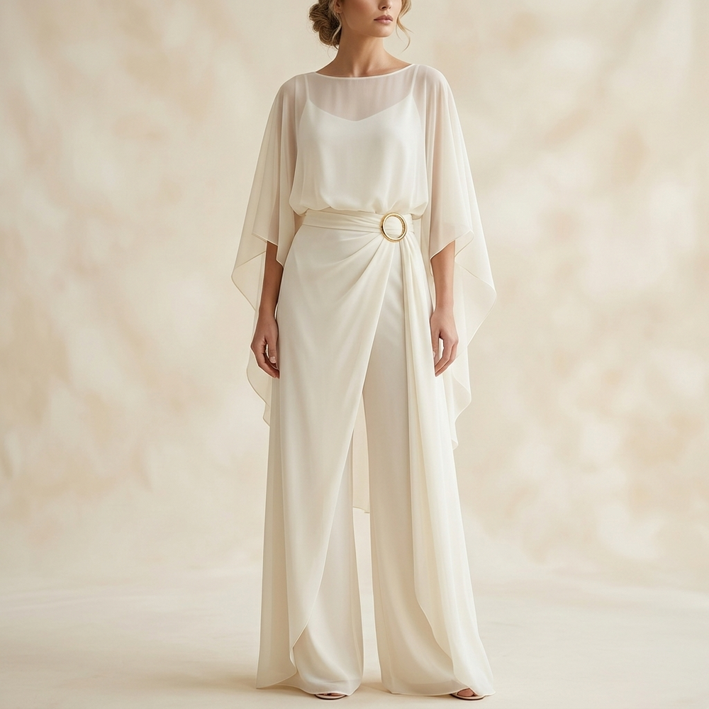 Velaire – Cape Sleeve Top and Wrap Pants Set for Women