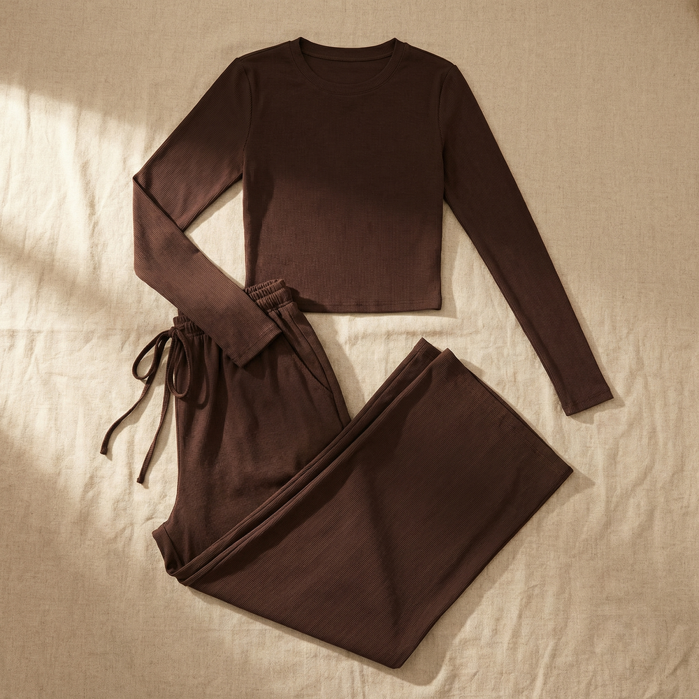 Velaire – Soft Crop Top and Wide Leg Pants Set