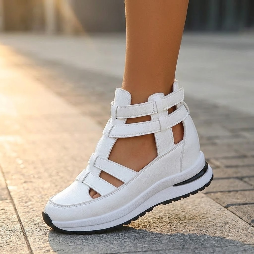 Veluna – Caged Wedge Sandals with Hidden Platform
