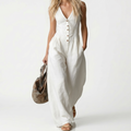 Lunavia – Women's Wide-Leg Button-Front Jumpsuit