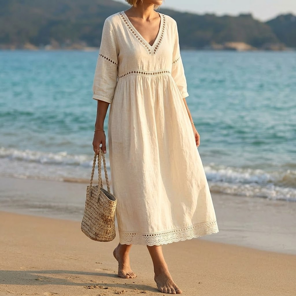 Solmera – Crochet Trim Midi Dress