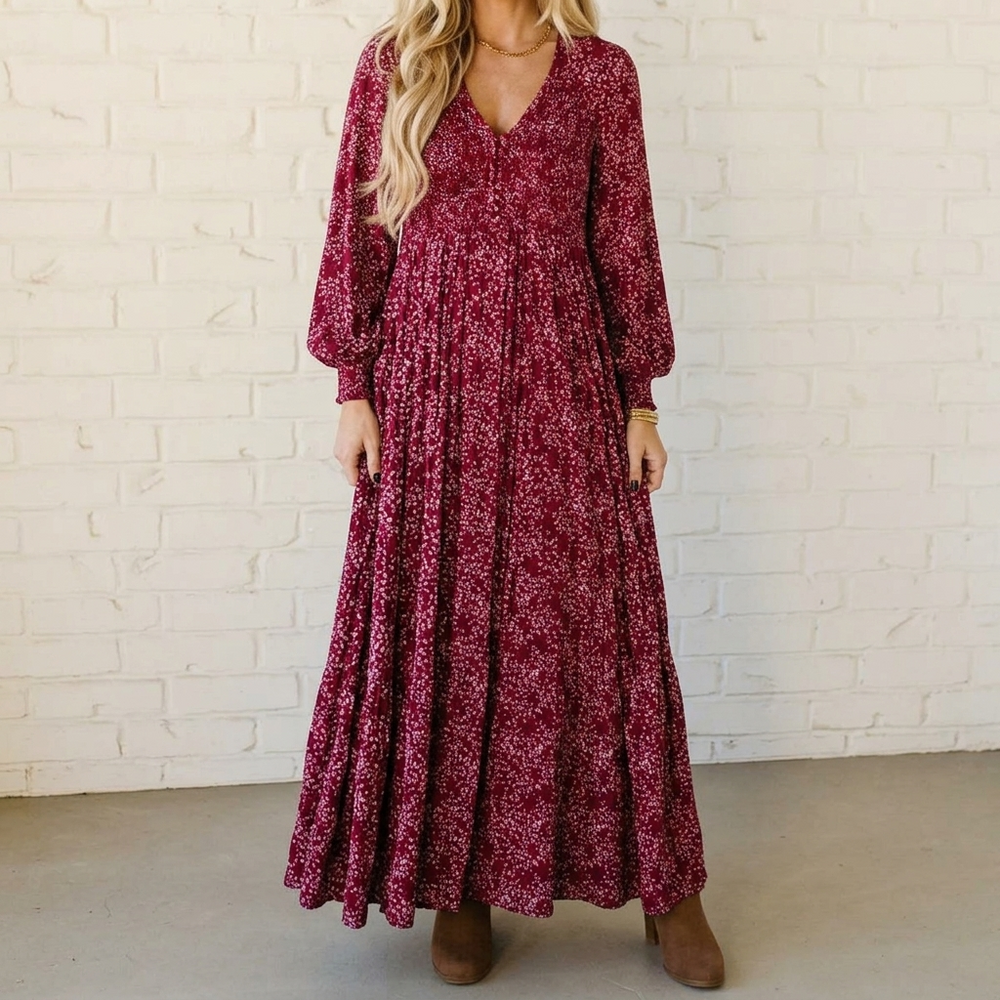 Floressa™ – Smocked Waist Floral Maxi Dress
