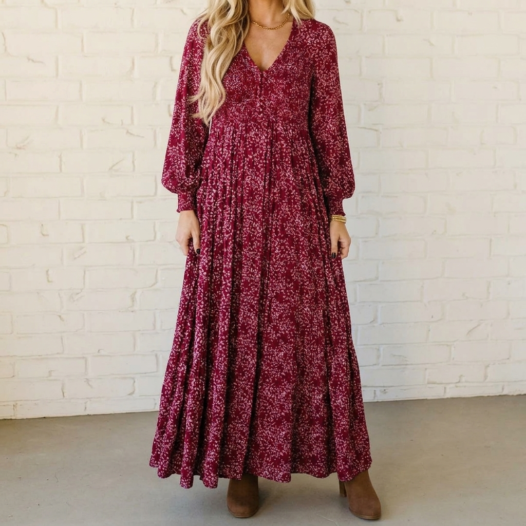 Floressa™ – Smocked Waist Floral Maxi Dress