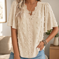 Florenza – Women's Jacquard Crochet-Lace V-Neck Blouse