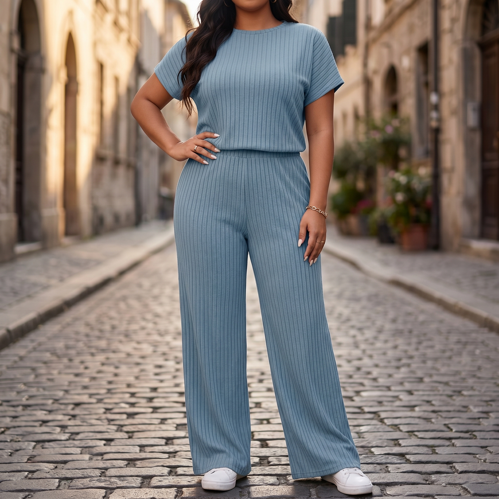 Velura – Women's Soft Ribbed Wide-Leg Set