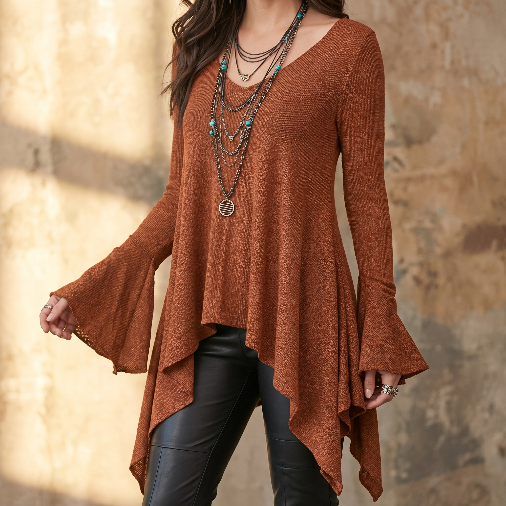 Lirelle – Women's Flowy Handkerchief-Hem Knit Tunic