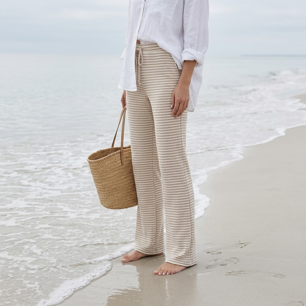 Seralune – Textured Knit Wide-Leg Trousers