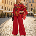 Vesara™ Elegant Batwing Top & Wide-Leg Pants Set