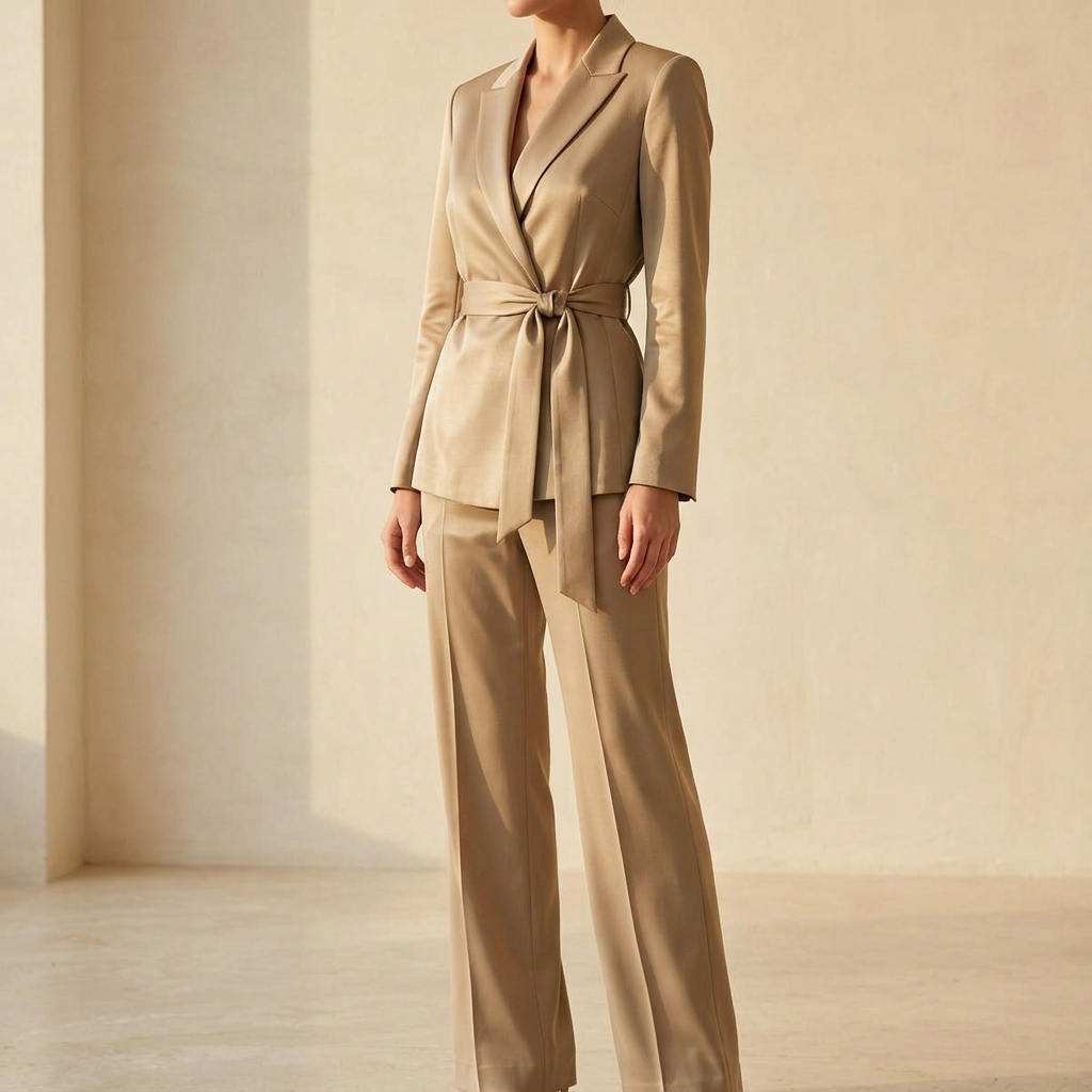 Ellara – Wrap Tie Blazer & Wide Leg Pants Set