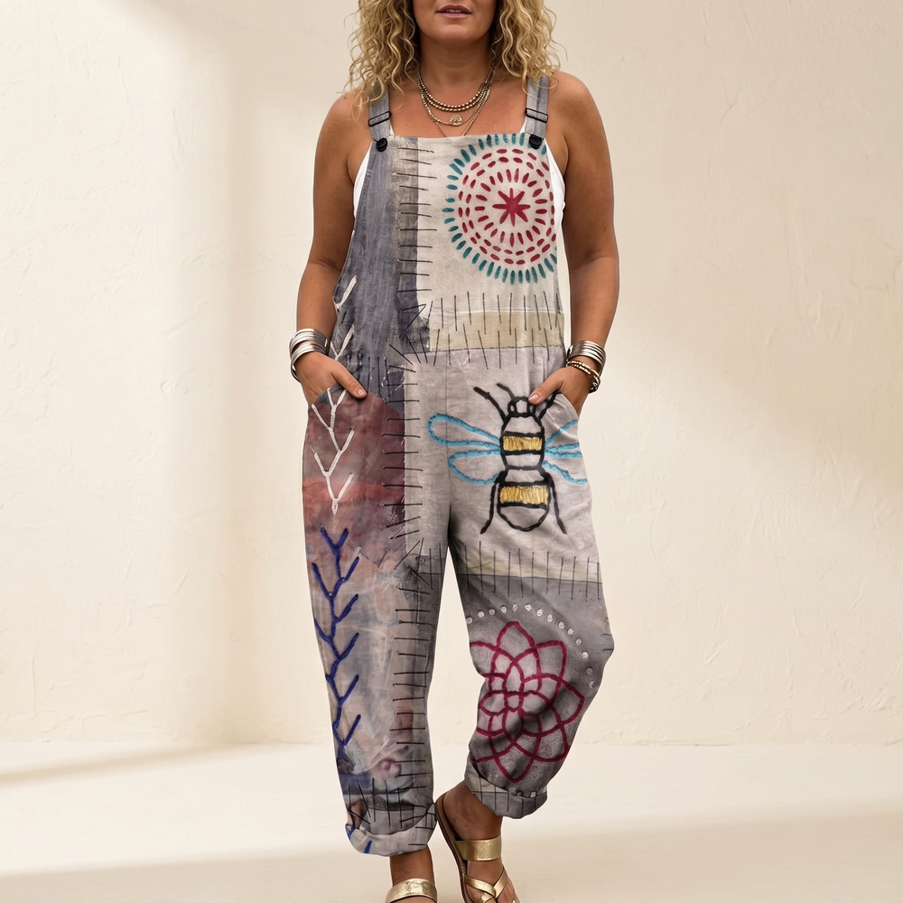 QueenBee – Women's Artisan Print Plus-Size Overall