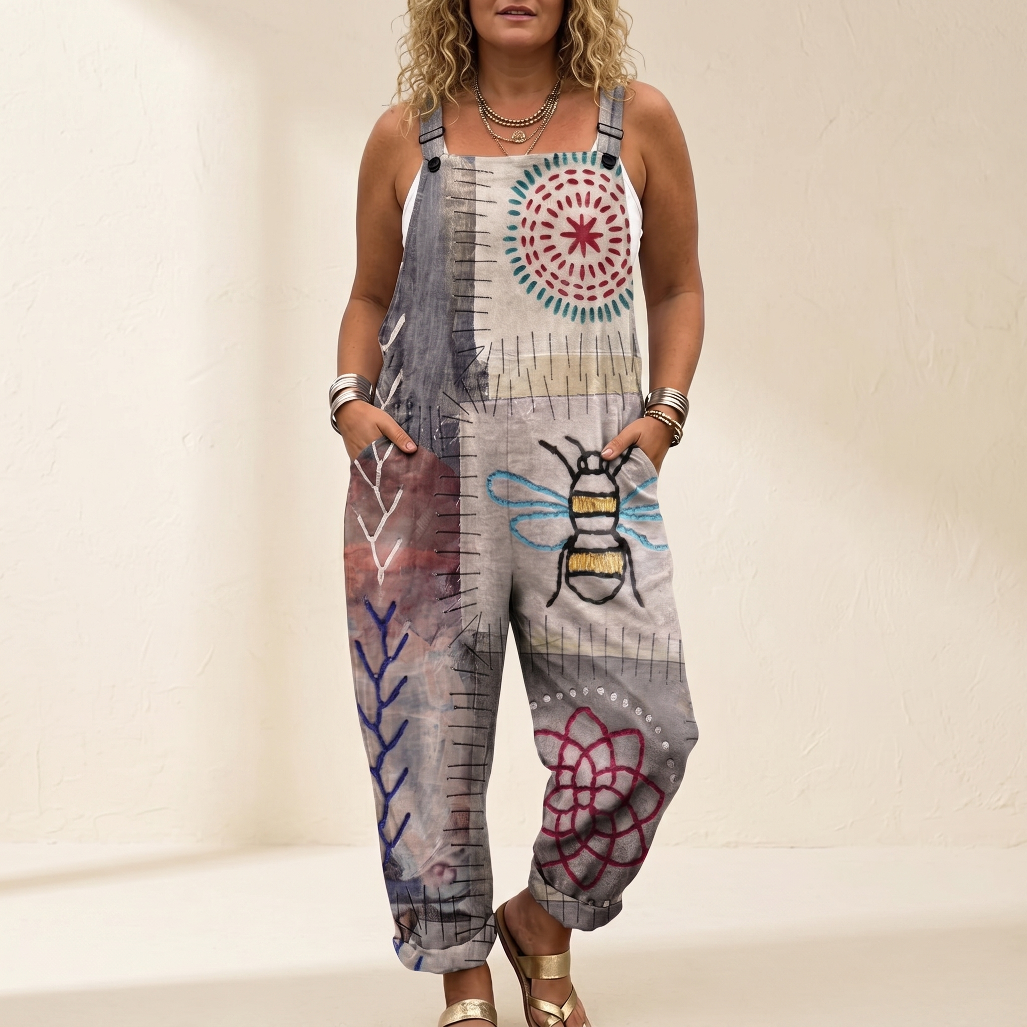 QueenBee – Women's Artisan Print Plus-Size Overall