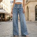 Revelle – Retro Button Front Wide Leg Jeans