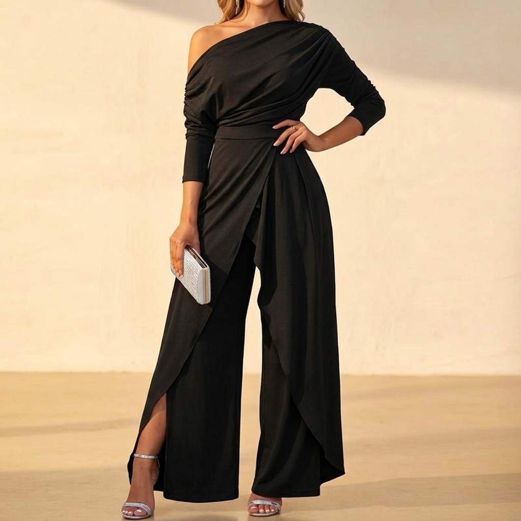 Sorenna - Women's One Shoulder Wrap Jumpsuit