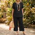 Lunessa – Women's Breezy V-Neck Top and Pants Set