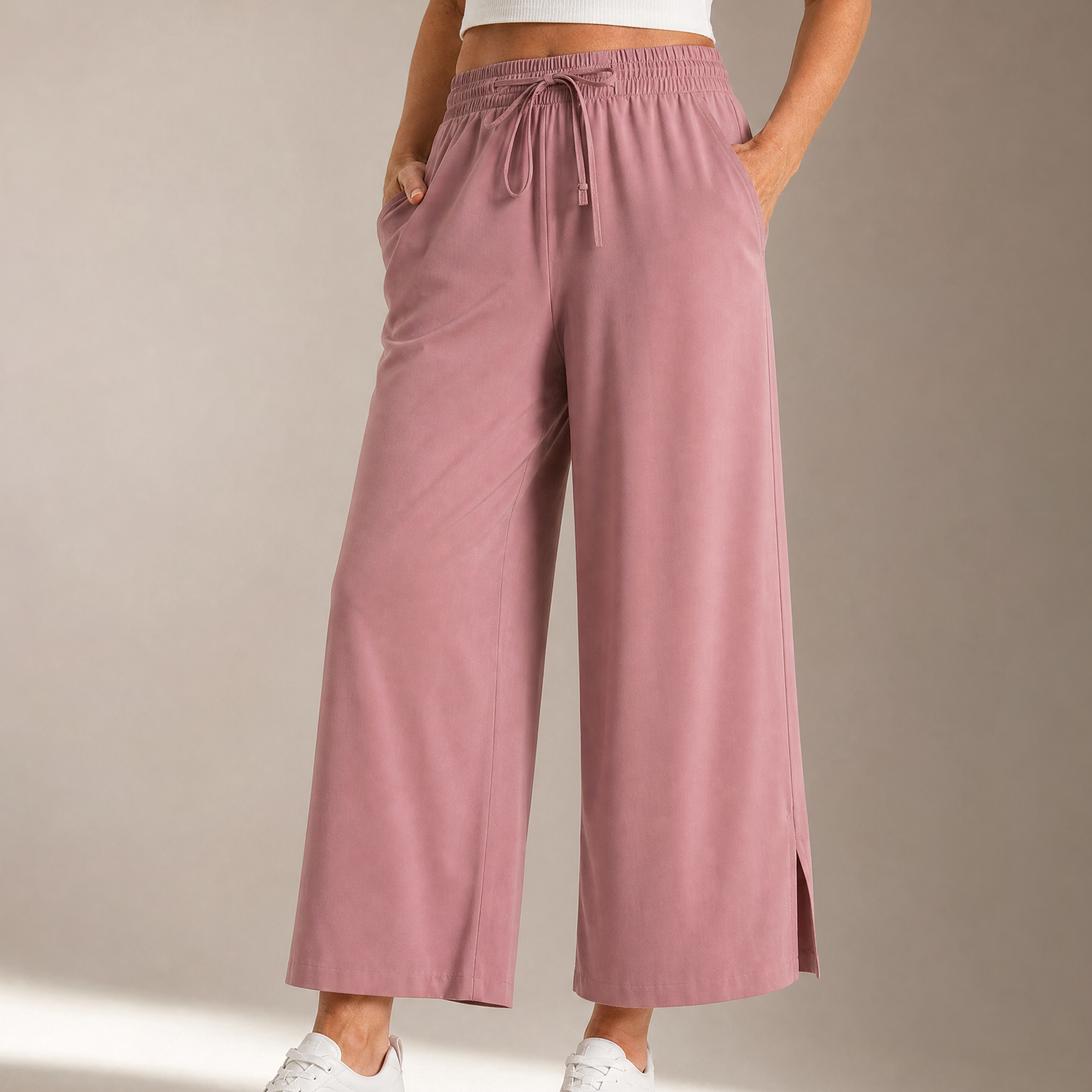 Veluna – Women's Effortless Wide-Leg Crop Pants