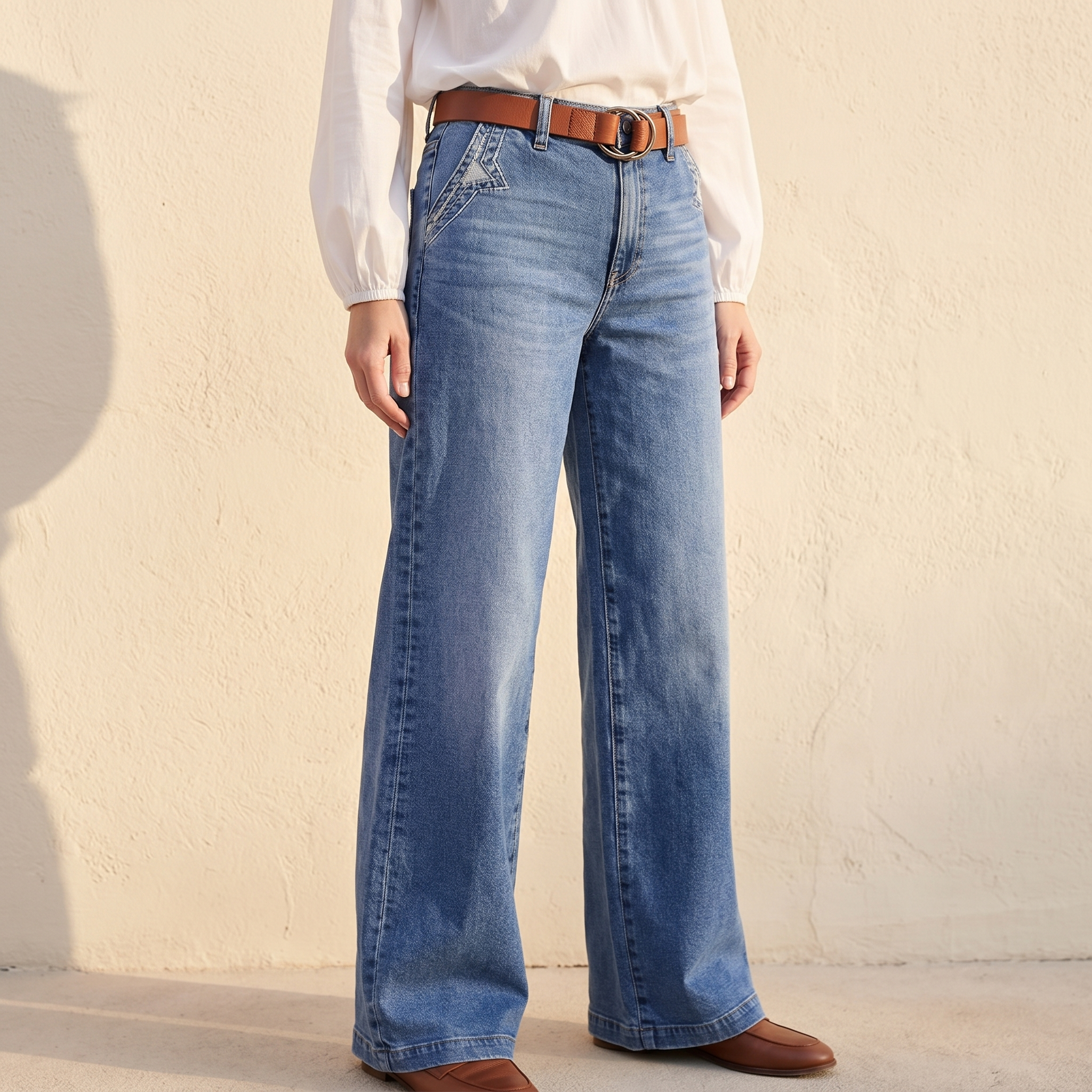 Luvenza – Women's Vintage Wide-Leg Flare Jeans