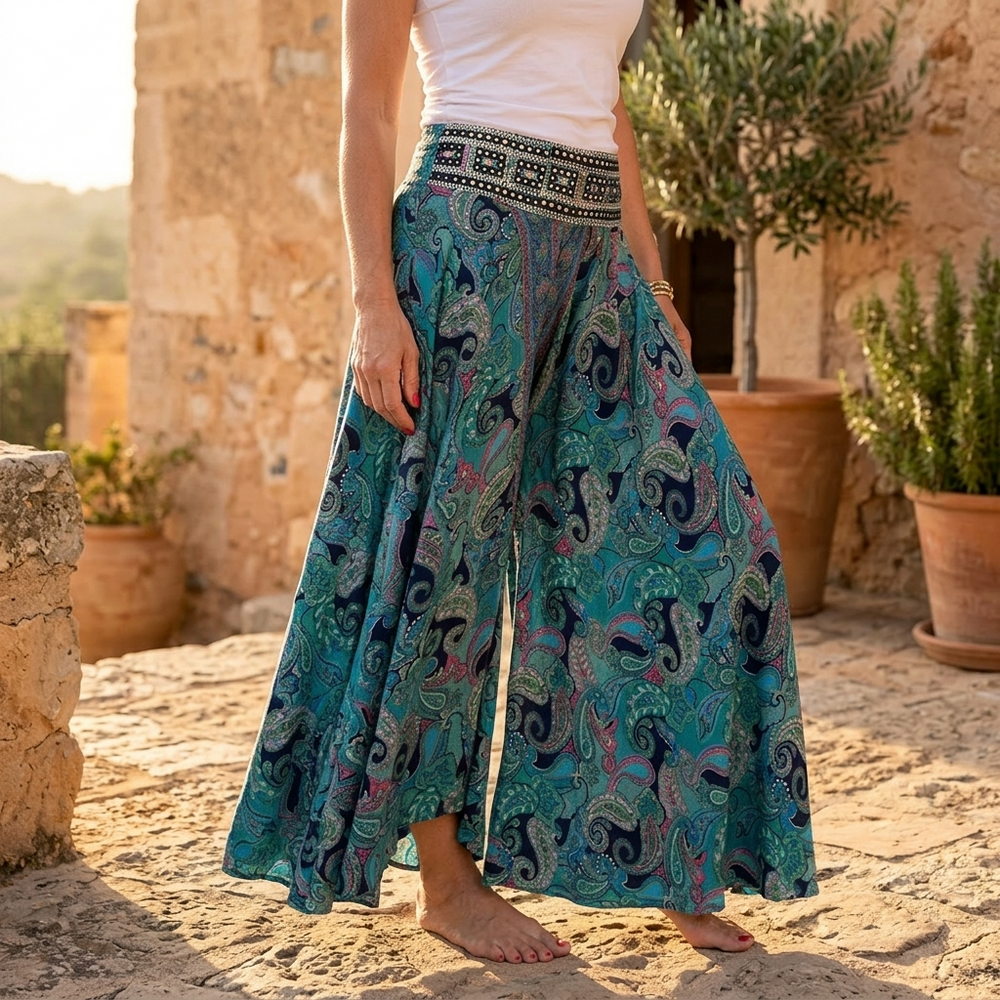 Solara – Women's Flowy Paisley Palazzo Pants