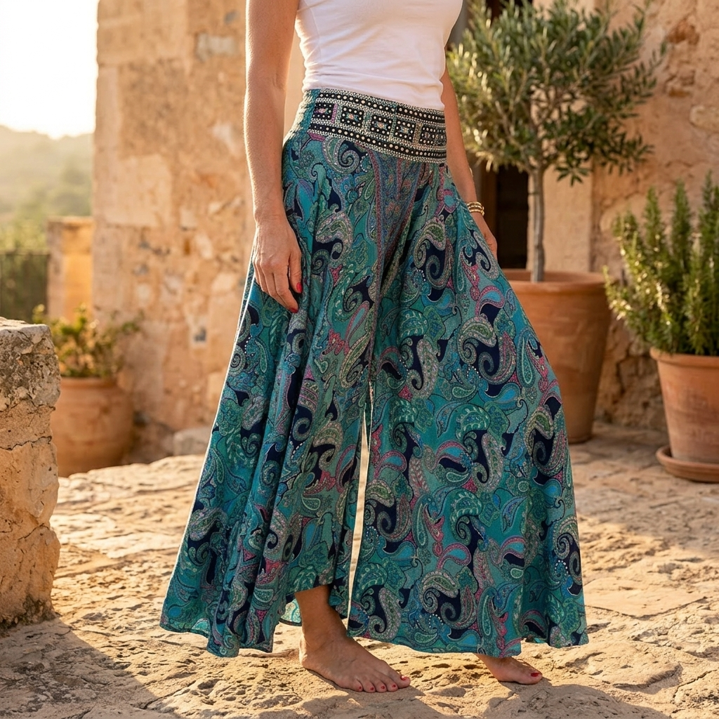 Solara – Women's Flowy Paisley Palazzo Pants