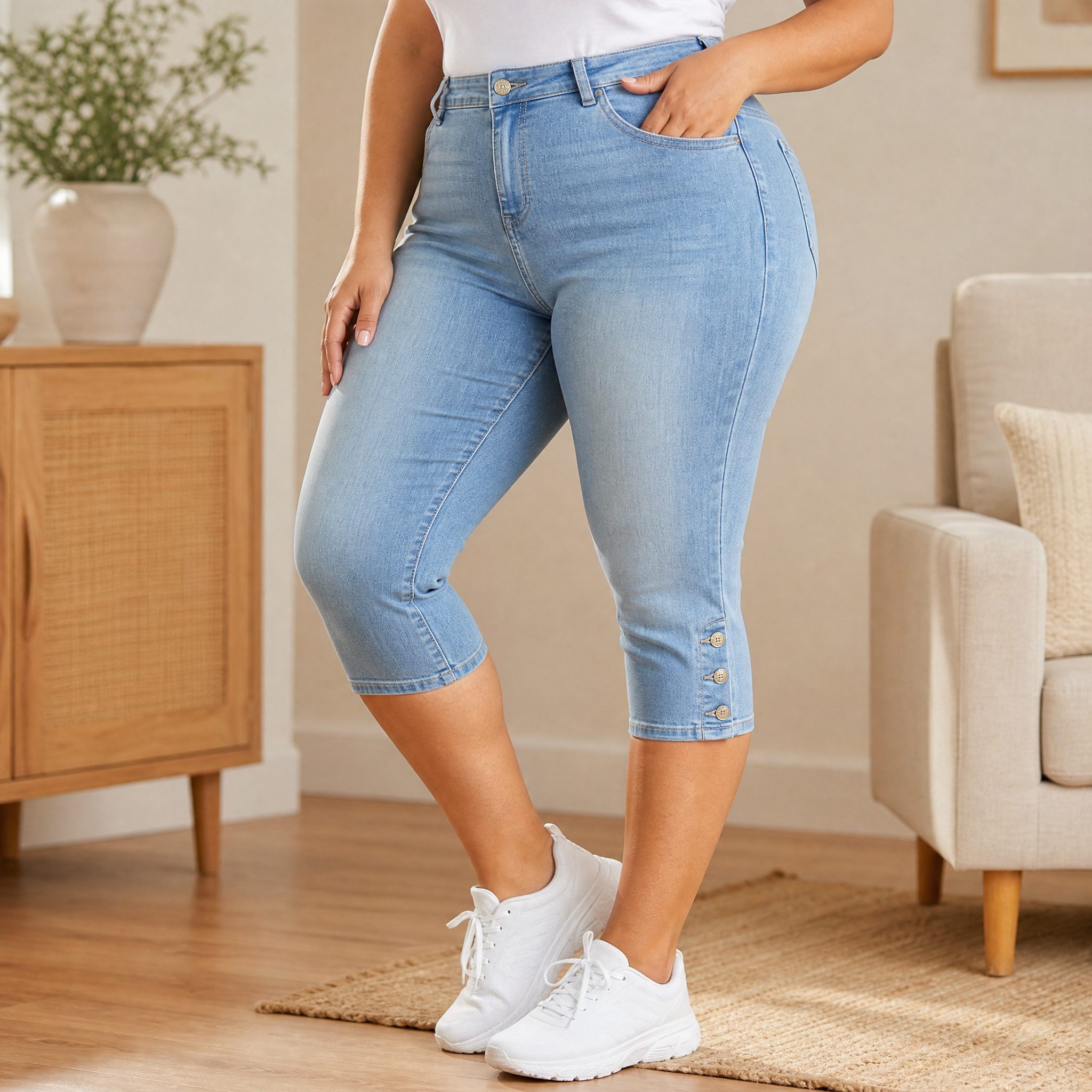 Velora – Women's Slimming High-Waist Capri Jeans