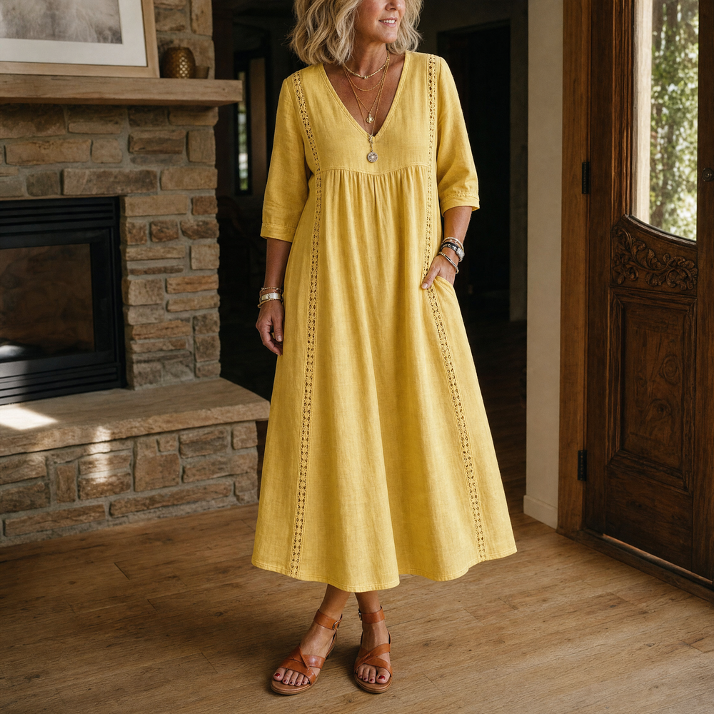 Virella – Women's Relaxed Midi Dress with Pockets