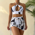 Solaia – Women's three piece bikini set with cover-up skirt