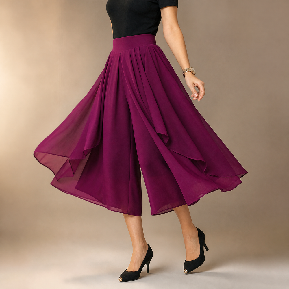 Sevella – Women's High-Waist Culottes with Skirt Drape