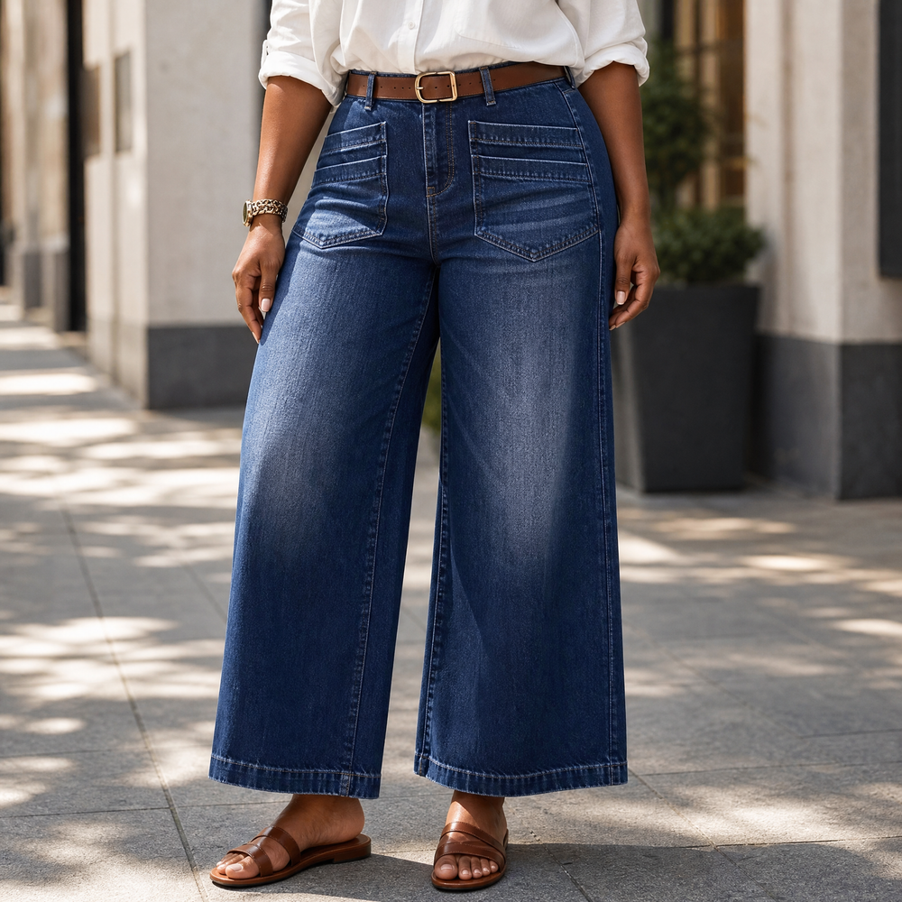 Vellora – Women's Patch-Pocket Wide-Leg Jeans