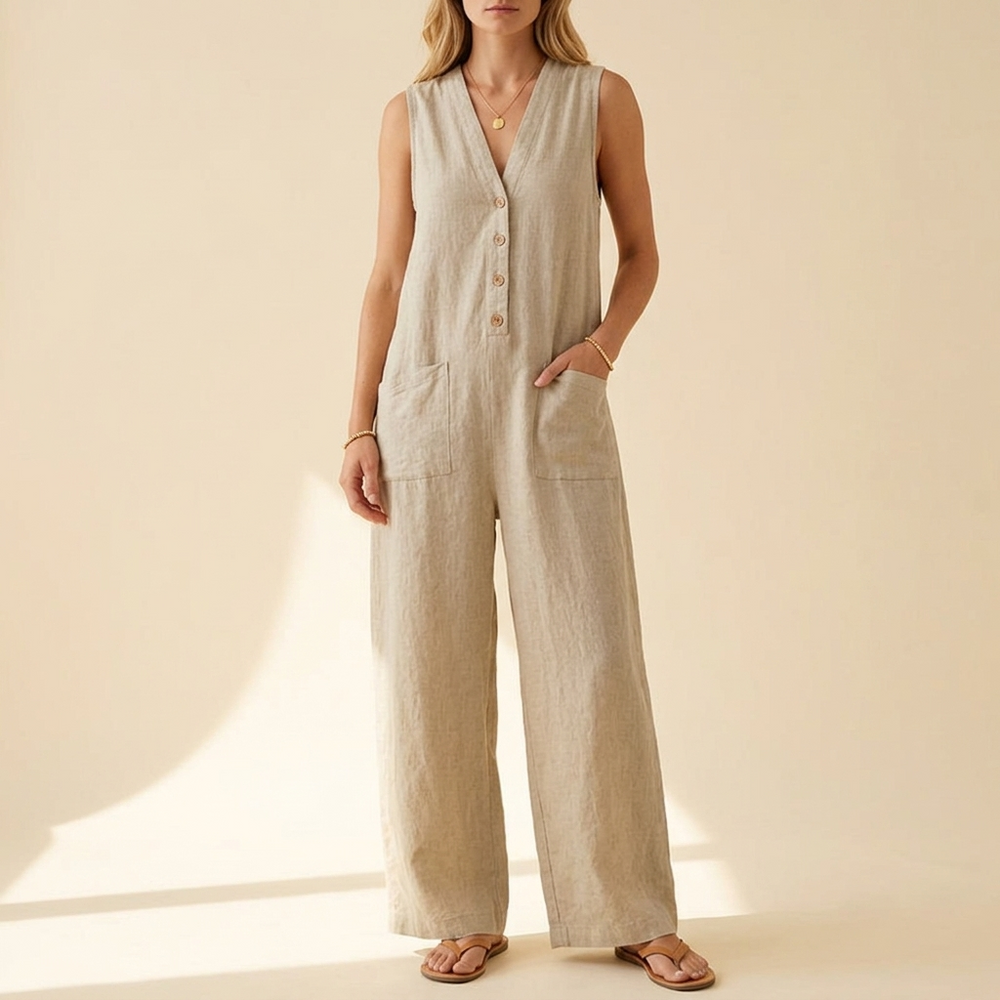 Solaine – Women's breezy button front jumpsuit