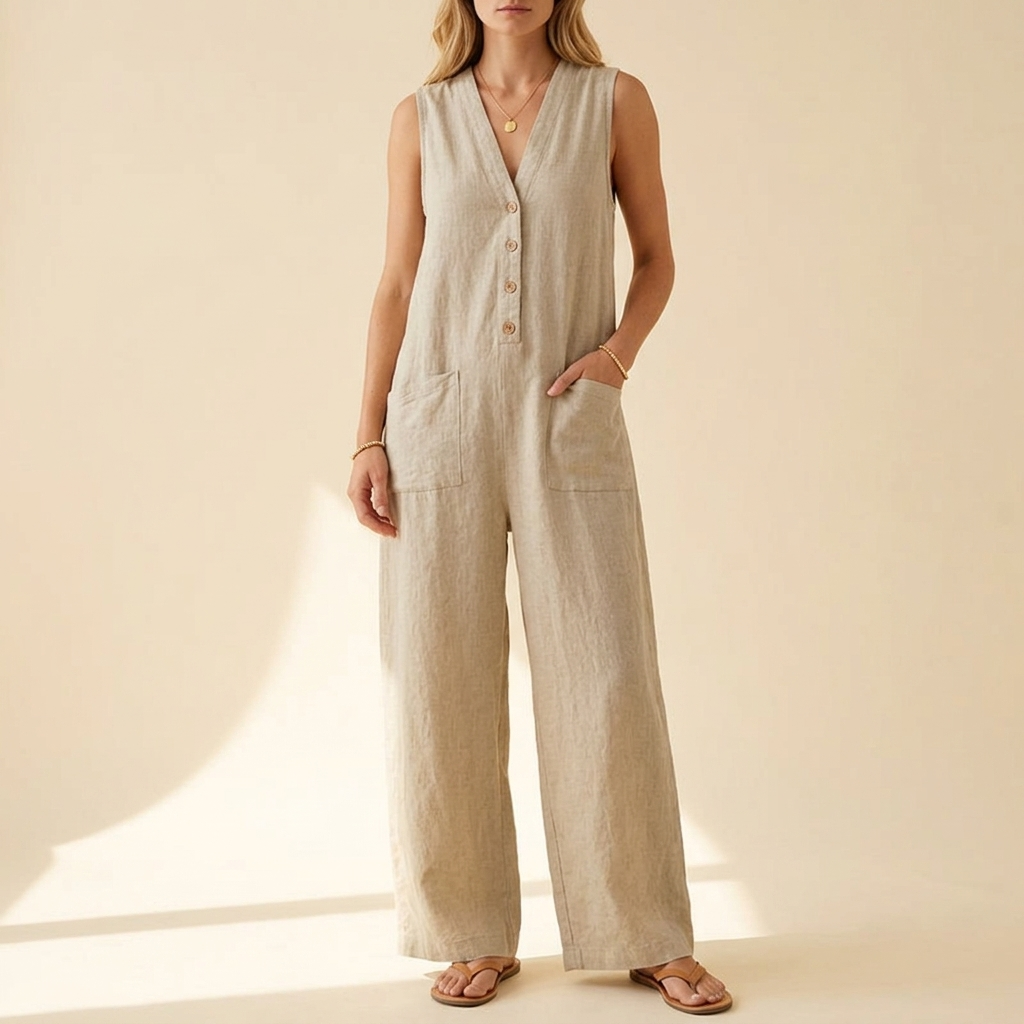 Solaine – Women's breezy button front jumpsuit